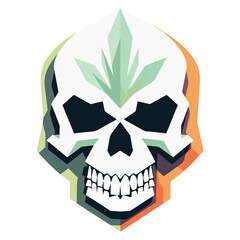 colorful vector skull print, skull decorated with flowers, suitable for printing, fully editable,