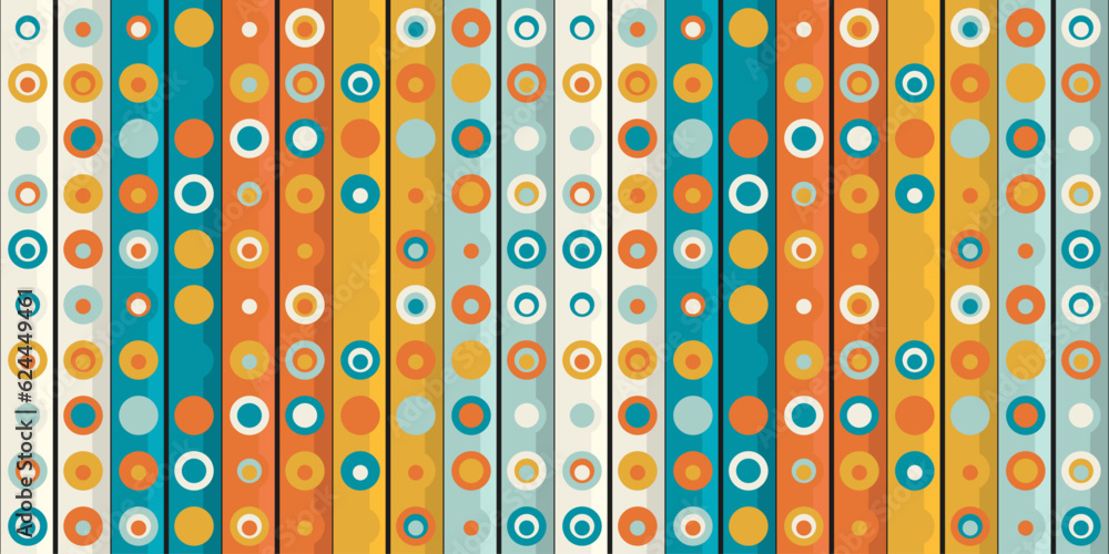 Poster dots on vertical columns, colorful and seamless pattern. vector repeating pattern for interior and d