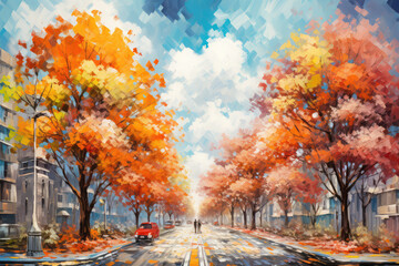 paint cityscape road on background