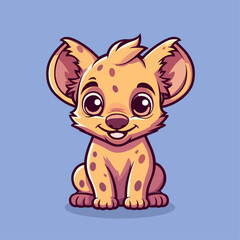 Fototapeta premium Cute Cartoon Hyena - Playful Wild Dog of the African Savannah. Vector Illustration for Children and Baby. Flat Clipart of a Fascinating Predator