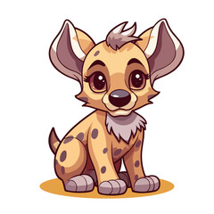 Cute Cartoon Hyena - Playful Wild Dog of the African Savannah. Vector Illustration for Children and Baby. Flat Clipart of a Fascinating Predator