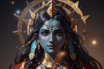 Portrait of a goddess maa kali, durga. Generative AI.