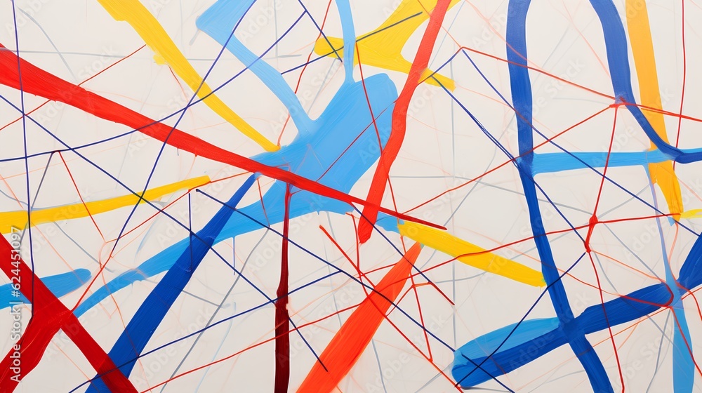 Poster abstract concept of communication is depicted using an array of vibrant lines and shapes, encapsulat