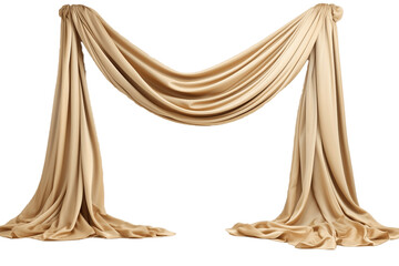 Beige Luxury Curtain on Transparent Background. AI - obrazy, fototapety, plakaty