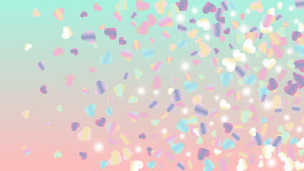 Realistic Background with Confetti of Hearts Glitter Particles. St. Valentine Day. Celebration pattern. Light Spots. Explosion of Confetti. Glitter Vector Illustration. Design for Banner.