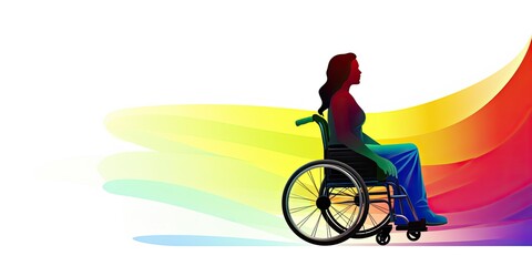Vector Silhouette Advocating for Inclusivity" - This vector illustration showcases the silhouette of a woman on a wheelchair  Doctor Silhouette Generative Ai Digital Illustration
