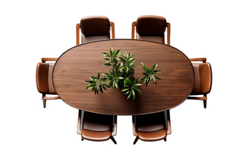 Top View of Dining Table with Chairs on Transparent Background. AI - Powered by Adobe