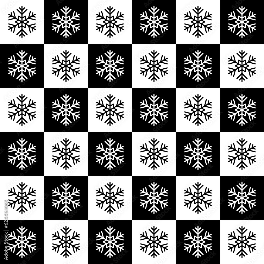 Poster snowflake seamless pattern. repeating snowflakes background. repeated geometric texture. check geome