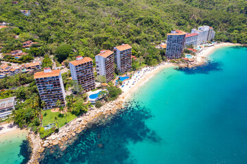 Aerial view of Las Gemelas beach in Puerto Vallarta Mexico