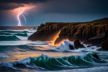 Fototapeta na wymiar storm at the sea stunning view AI GENERATED