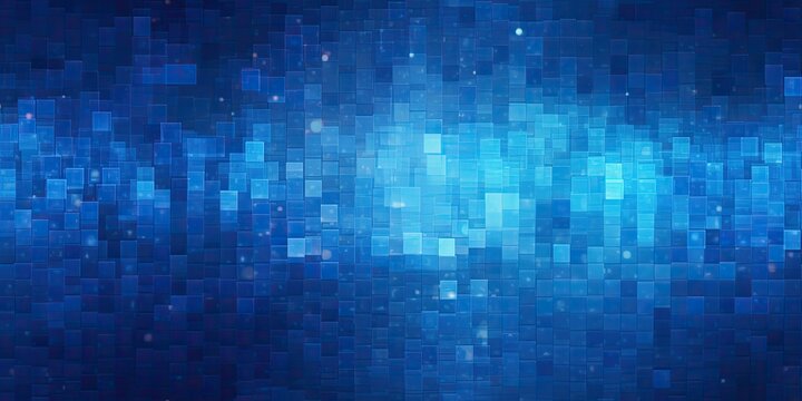Square Pixel Pattern in Blue" - This illustration presents a digital technology background with a square blue pixel pattern.  Pixel Pattern Generative Ai Digital Illustration