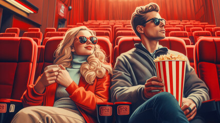 Obraz na płótnie Canvas couple in the cinema