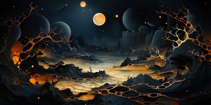 Generative AI, Abstract black and golden luxury background. Gothic style