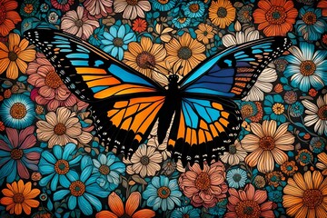 beautiful butterfly on flower background AI GENERATED