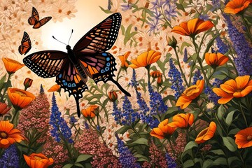 beautiful butterfly on flower in the garden 