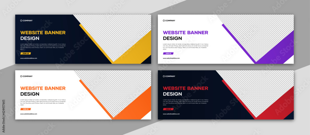 Wall mural web banner template, set of horizontal web banner design for business promotion. suitable for web or