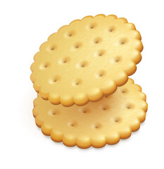 Two crisp cookies snacks isolated on white background. PNG Illustration