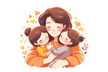 Cute Children with Loving Mom