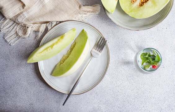 Honeydew green variety of melon fruit for dessert