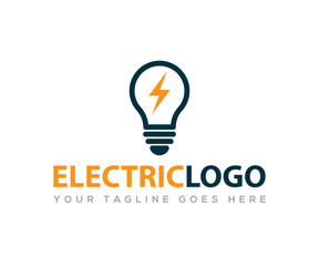 Electric Logo Concept icon. Electric Bulb Logo Icon Set Vector Template