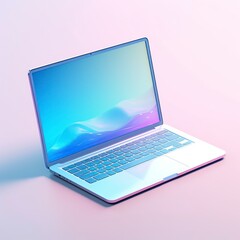 A laptop icon, bright pastel color