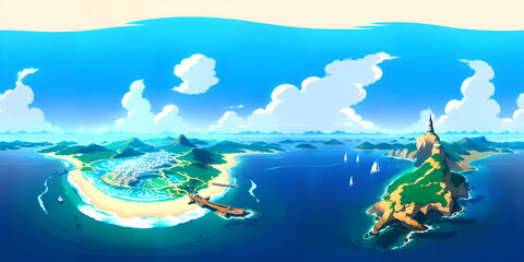 Beautiful landscape beach in anime-style