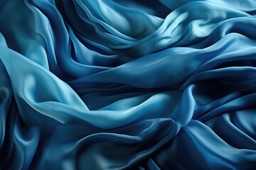 Obraz premium Abstract blue background with folded textile ruffle. Generative AI