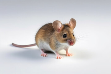 Whiskered Wild Mouse against a Blank Canvas. Generative AI