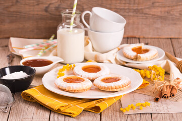 Jam filled butter cookies.