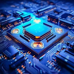 Fototapeta na wymiar Computer chip on the background of technology future technology. Generative AI