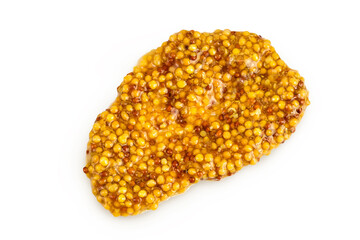 french mustard isolated on white background with full depth of field. Top view. Flat lay.