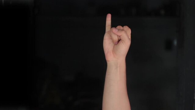 Ii alphabet American sign language video demonstration in HD, American Sign Language (ASL) single-handed Ii letter sign isolated on black background.
