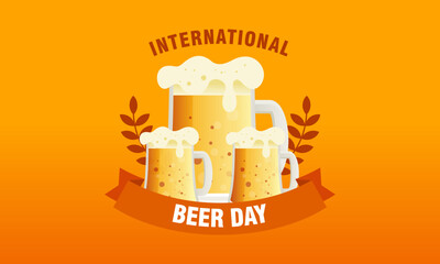 Flat Design Background Celebrating International Beer Day Festival