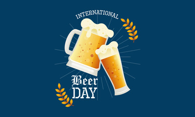 Flat Design Background Celebrating International Beer Day Festival