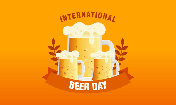 Flat Design Background Celebrating International Beer Day Festival