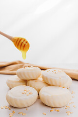 Fototapeta na wymiar Handmade soap with the addition of natural honey.