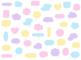 パステルカラーの吹き出しのベクターイラストセット　ふきだし　フレーム　枠