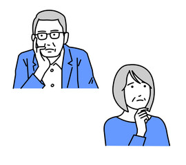 思考する中高年の男性と女性アイコン