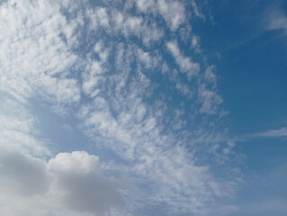 Natural sky beautiful blue and white texture background.Panorama of blue sky with cirrus clouds,perfect hot day weather, vector illustration.