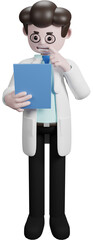 3D rendering of a cartoon doctor character. illustration of Male Doctor.presentation clip art.
