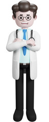 3D rendering of a cartoon doctor character. illustration of Male Doctor.presentation clip art.
