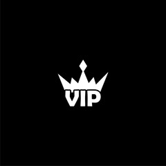 VIP crown icon isolated on black background