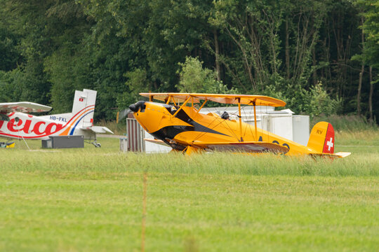 HB-UUM Dornier APM-131 Jungmann airplane in Speck-Fehraltorf in Switzerland 1.7.2023