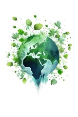 Fototapeta na wymiar Conceptual green earth day with trees and white background
