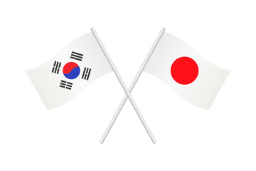 Flags of South Korea and Japan. Official colors. Correct proportion. Vector illustration