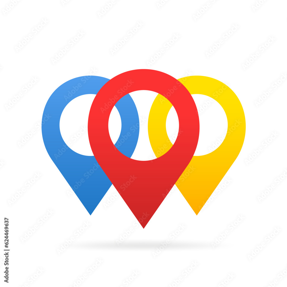 Poster set of colorful map pointer. map pins, markers. location icons for map. isolated on white background
