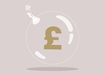 GBP deflation concept, a plastic ball blowing out air through the inflation valve