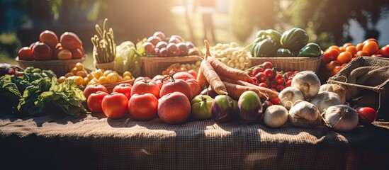 Farmers market vegetables with sunlight - obrazy, fototapety, plakaty