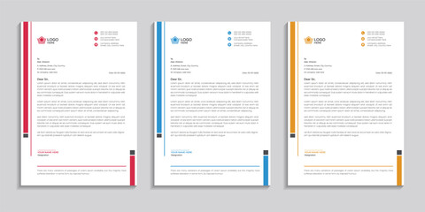 Corporate minimal clean and professional business letterhead design with color variation set