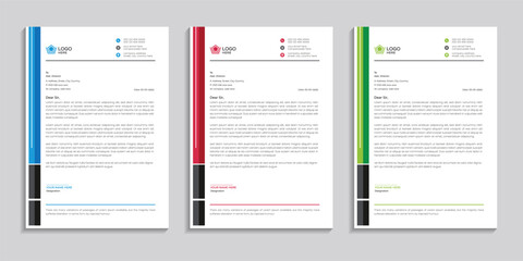 Corporate minimal clean and professional creative letterhead template design with color variation bundle for any business. 
